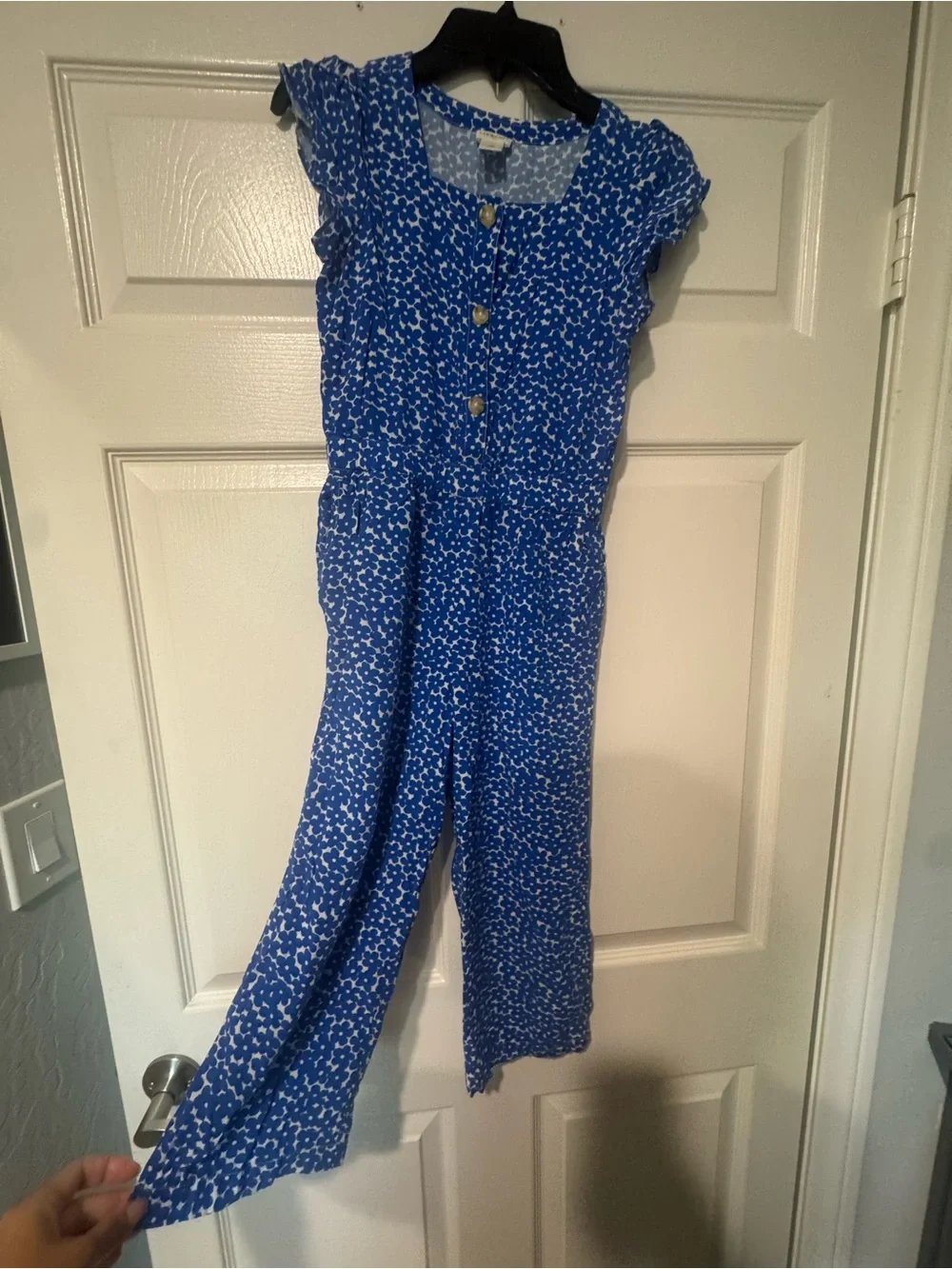 Blue Floral Button-Front girl’s romper